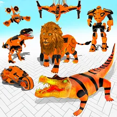 Скачать взломанную Robot Game Transform Crocodile  [МОД Бесконечные деньги] - стабильная версия apk на Андроид